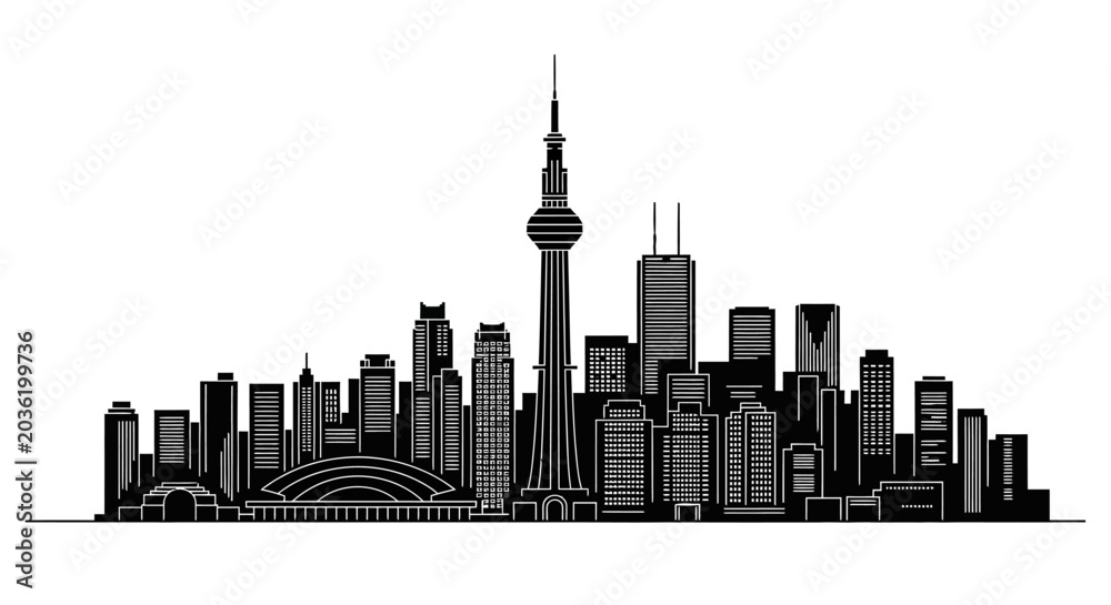 Obraz premium Tokyo Skytree city skyline silhouette, modern urban architecture icon