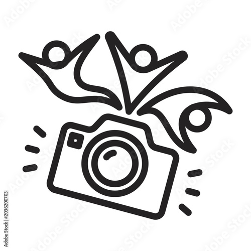 Fotografie Shared Memories Icon - Black Outline