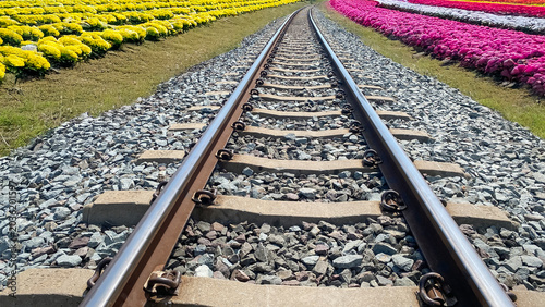 Photos Railway infrastructure gray rock found around and under sleepers