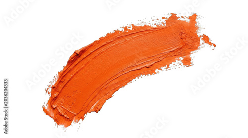 Vibrant orange makeup smear isolated on transparent background