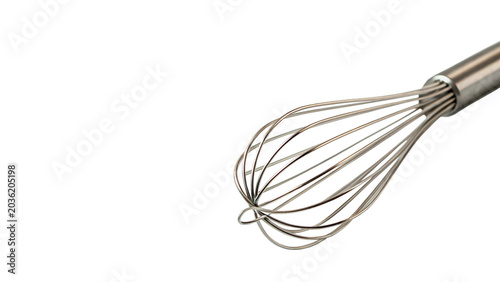 Foto Stainless steel wire whisk kitchen cooking baking utensil on transparent backgro
