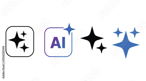 Obraz na płótnie Set of four different ai sparkle icons