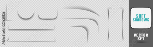 Foto Soft shadow element set with smooth curves and blur effects on transparent backg