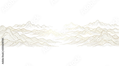 Traditional chinese landscape painting style mountain range line art