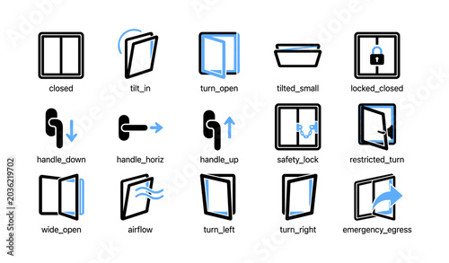Window operation icons showing various open positions on grid