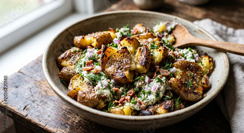 Crispy Smashed Potato Salad with Minimal Styling