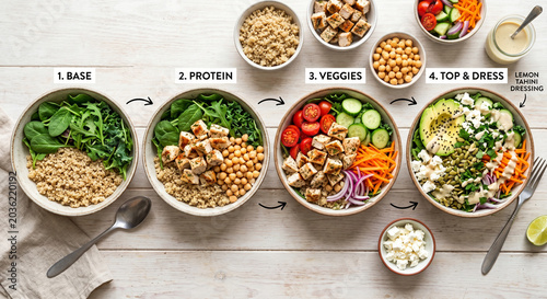 Quick high protein lunch bowl with quinoa chicken and veggies