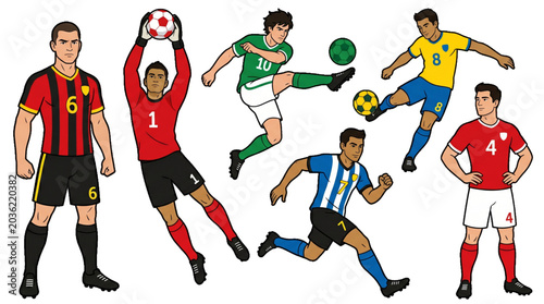 Φωτογραφία Soccer Players Vector Set Cartoon Football Characters on transparent Background