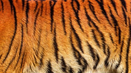 Closeup of tiger fur with orange and black stripes on animal skin 4k