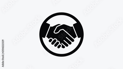 Foto Handshake within a circle black silhouette agreement