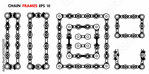 Tableau sur toile Chain Linked Frames Black And White Vector Illustration