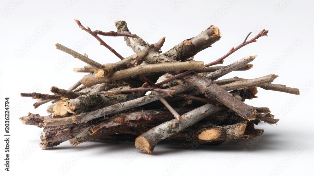 Fototapeta premium Dead tree root and branch isolated on a white background