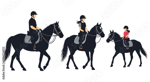 Photography Horse riders on horseback black silhouette against a white background