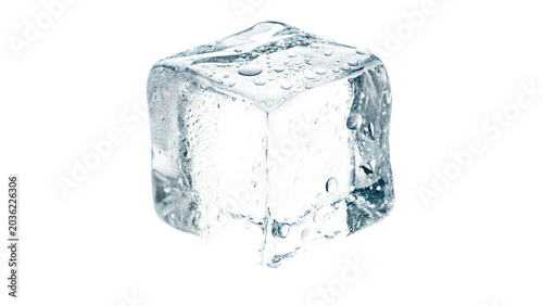 Bild auf Leinwand Clear square solid ice cube block for cooling beverages isolated on transparent