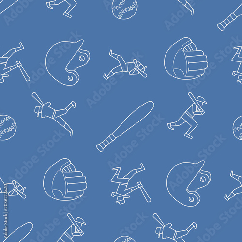 Outline Vector Seamless Pattern of Baseball Sport Glove Background for Fashion Wrapping Print Fabric