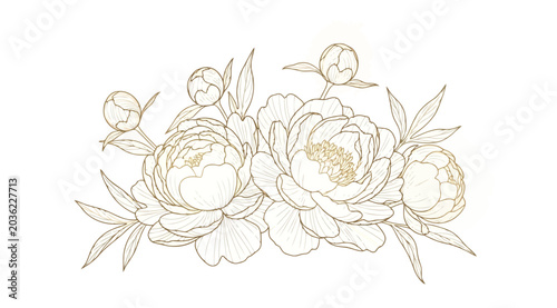 Elegant golden peony flowers bouquet