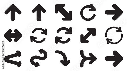 Tableau sur toile Directional arrow icons showing up down left and right movements for interface navigation set