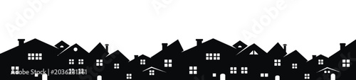 Suburban neighborhood house silhouette skyline for real estate design