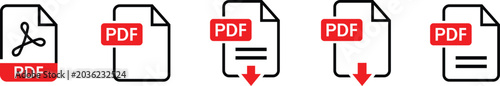 Plakat PDF file format icon set vector art illustration