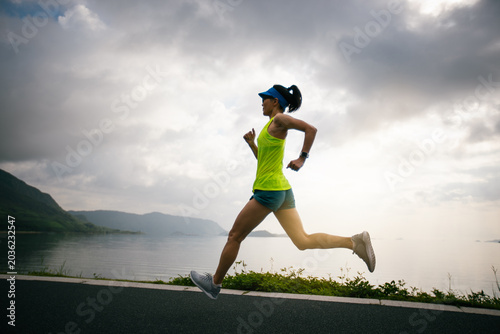 Woman running at the seaside