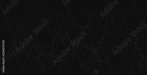 Photography Abstract dark background with numerous thin wavy orange and brown lines creating dynamic pattern