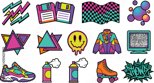 Fotografie Retro Pop Art and Urban Street Style Icon Collection Featuring Spray Paint, Roll