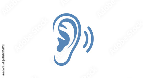 Fotografija Ear icon illustration with sound waves for auditory concept