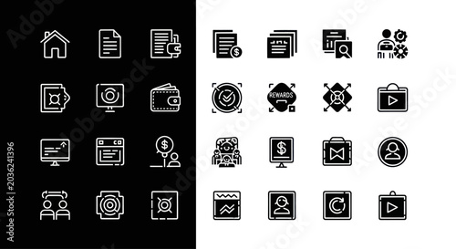 Modern Business Icons Set: Finance, Technology, Strategy, and Planning