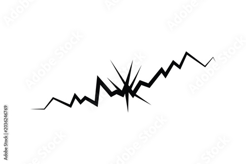 crack icon, crack for ground wall earth icon, crack lineicon.