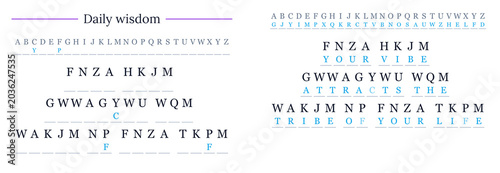 Canvastavla Cryptogram example with letters and symbols for daily wisdom puzzle