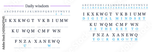 Quadro su tela Daily wisdom graphic with cryptogram and modern design elements