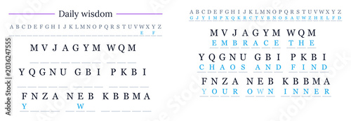 Foto Daily wisdom in modern cryptogram with letters and messages