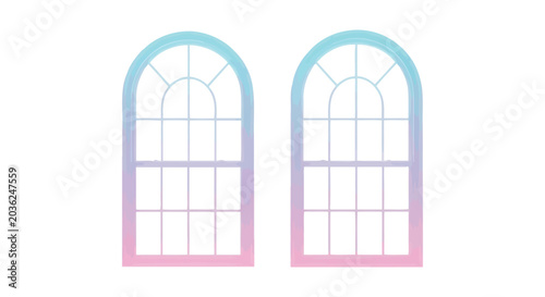 Photos Arched window frames with gradient coloring isolated on white background