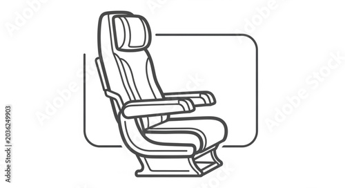 Schilderij op canvas Modern Airplane Passenger Seat with Headrest and Armrests.