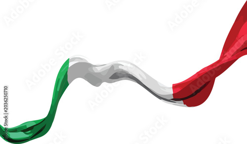 Foto Wavy ribbon in the colors of the Italian flag isolated on white background representing national pride and celebration