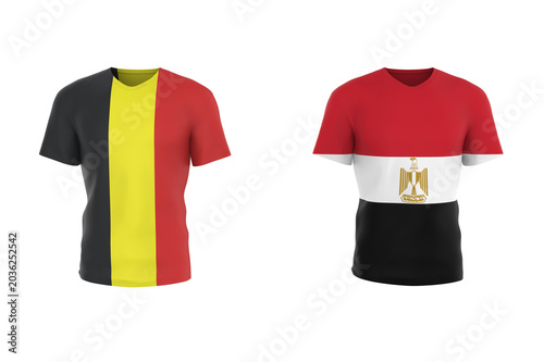 2026 World Cup Players Country Flag Jersey Belgium vs Egypt. 3d illustration