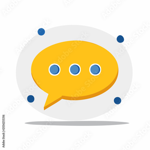 Yellow Speech Bubble Icon with Dots