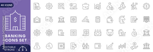 Schilderij op canvas Banking icon set