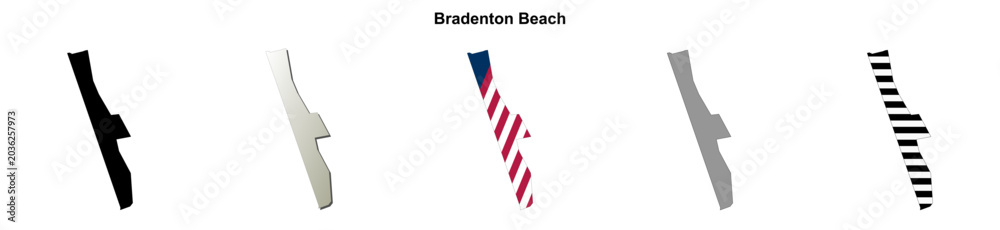 Obraz premium Bradenton Beach (Florida) blank outline map set