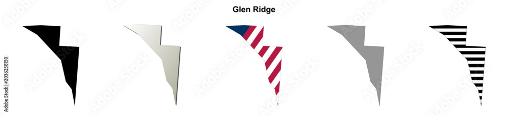 Obraz premium Glen Ridge (Florida) blank outline map set