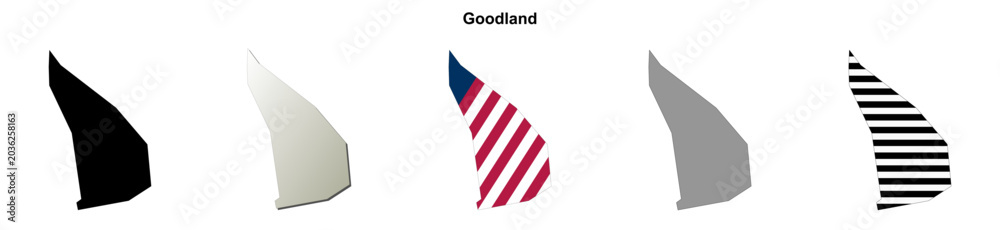 Fototapeta premium Goodland (Florida) blank outline map set