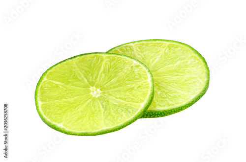 Slices of fresh lime fruit isolated on transparent background. PNG