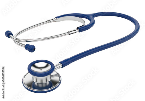 Blue stethoscope isolated on white with clipping path