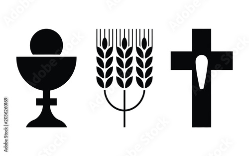 Foto Geometric silhouette icons representing corpus christi religious symbols includi