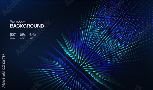 Abstract future ai background with blue big data and digital dots for tech and technology science presentation. Line cyber business network 3d backdrop. Connection graphic design.