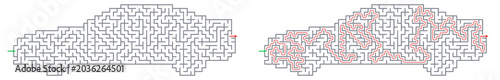Car outline design created with intricate maze patterns  