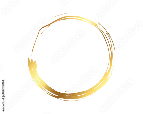 Golden circular border brush stroke on transparent pattern