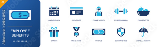 Foto Employee benefits icon set