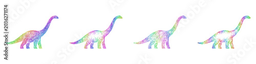 Foto Multicolored sketch diplodocus icon design set