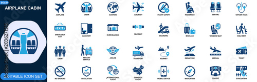 Photos Airplane cabin travel icon set